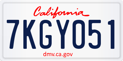 CA license plate 7KGY051