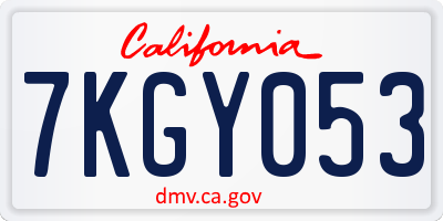 CA license plate 7KGY053