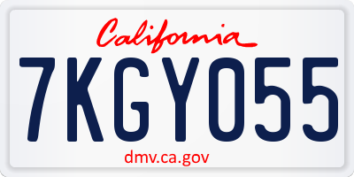 CA license plate 7KGY055