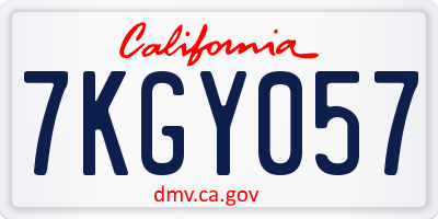 CA license plate 7KGY057