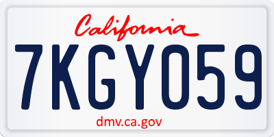 CA license plate 7KGY059