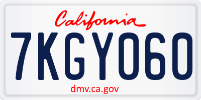 CA license plate 7KGY060