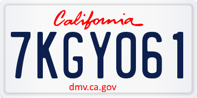 CA license plate 7KGY061