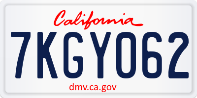 CA license plate 7KGY062