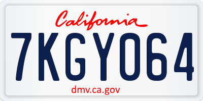 CA license plate 7KGY064