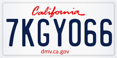 CA license plate 7KGY066
