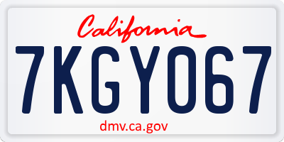 CA license plate 7KGY067