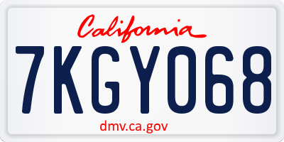 CA license plate 7KGY068