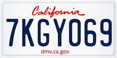CA license plate 7KGY069