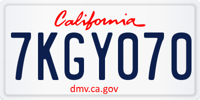 CA license plate 7KGY070