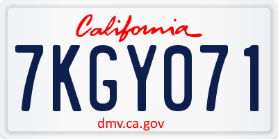 CA license plate 7KGY071