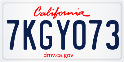 CA license plate 7KGY073