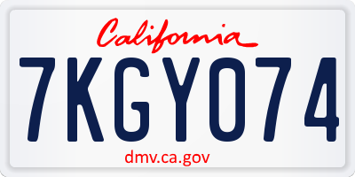 CA license plate 7KGY074