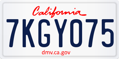 CA license plate 7KGY075