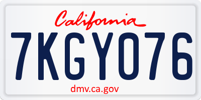 CA license plate 7KGY076