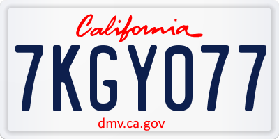 CA license plate 7KGY077