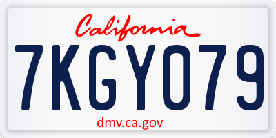 CA license plate 7KGY079