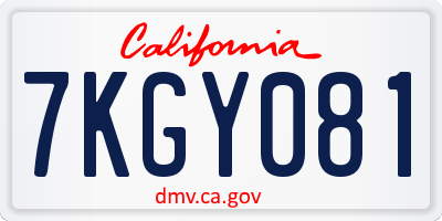 CA license plate 7KGY081