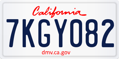 CA license plate 7KGY082
