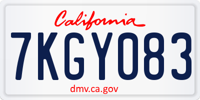 CA license plate 7KGY083