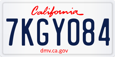 CA license plate 7KGY084