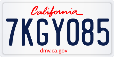 CA license plate 7KGY085