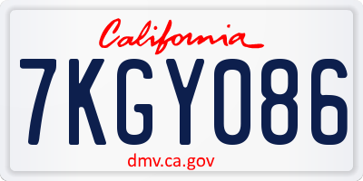 CA license plate 7KGY086