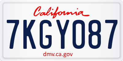 CA license plate 7KGY087