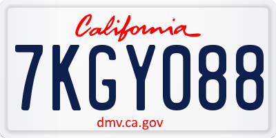 CA license plate 7KGY088