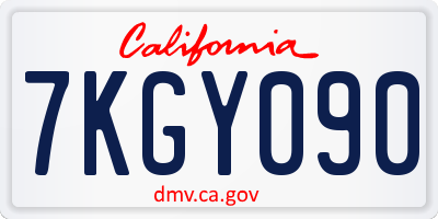 CA license plate 7KGY090