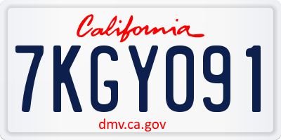 CA license plate 7KGY091