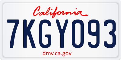 CA license plate 7KGY093