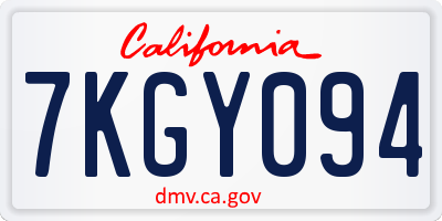 CA license plate 7KGY094