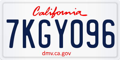CA license plate 7KGY096