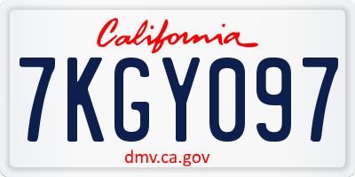 CA license plate 7KGY097