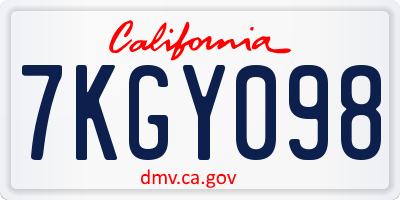 CA license plate 7KGY098