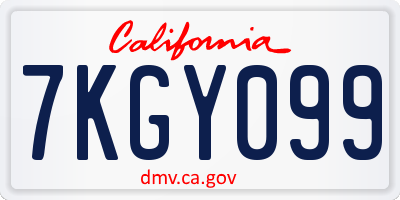 CA license plate 7KGY099