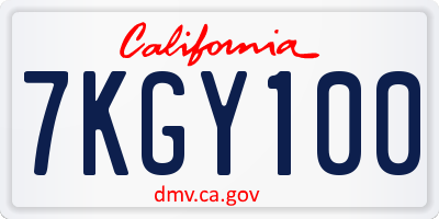 CA license plate 7KGY100