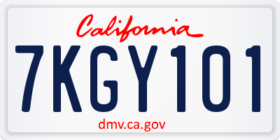 CA license plate 7KGY101