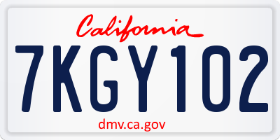 CA license plate 7KGY102