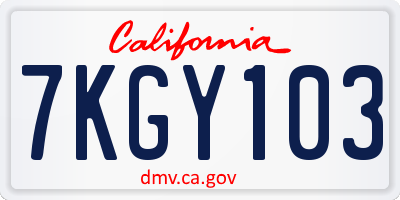 CA license plate 7KGY103