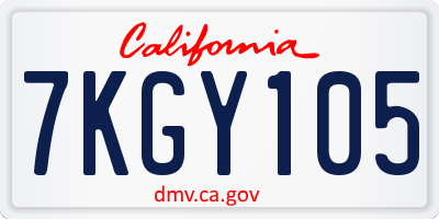 CA license plate 7KGY105