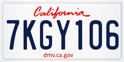 CA license plate 7KGY106