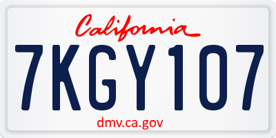 CA license plate 7KGY107
