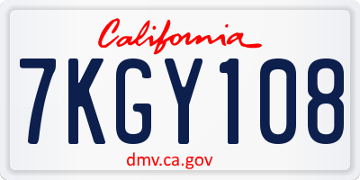 CA license plate 7KGY108
