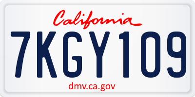 CA license plate 7KGY109