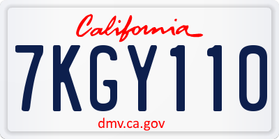 CA license plate 7KGY110