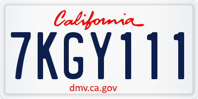 CA license plate 7KGY111