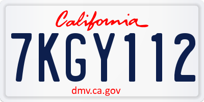 CA license plate 7KGY112