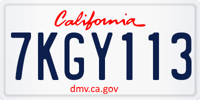 CA license plate 7KGY113